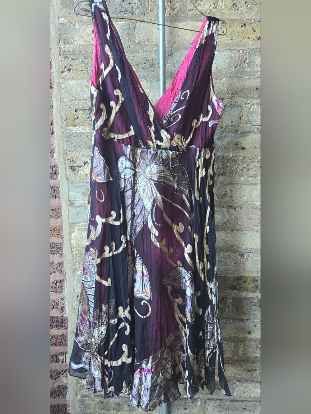 Y2K Lipsy Plum and Black Metallic Butterfly Dress McBling